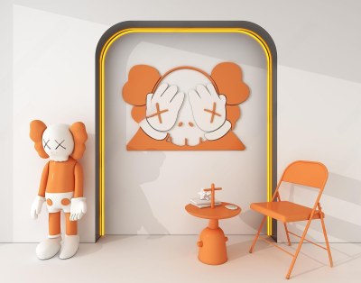 现代奶茶店网红休息区3D模型下载